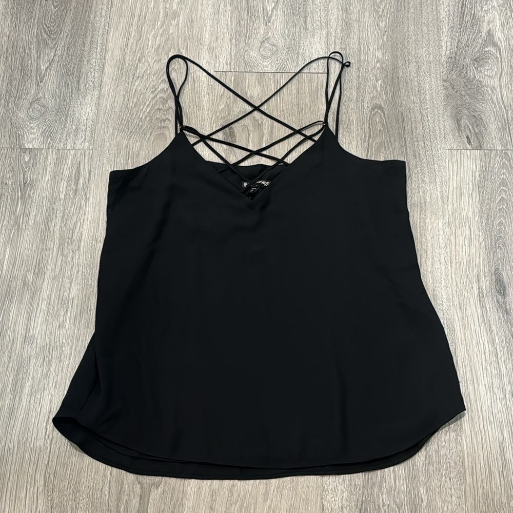 Women’s Criss Cross Sleeveless Black Blouse Tank Express Size Medium NWT - Picture 5 of 12